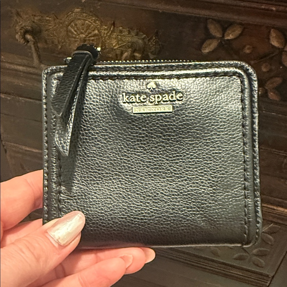 Kate Spade Black Textured Leather Coin Purse